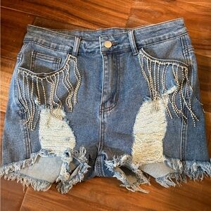 Denim Fringe Women's‎ Shorts perfect for music festivals country concerts